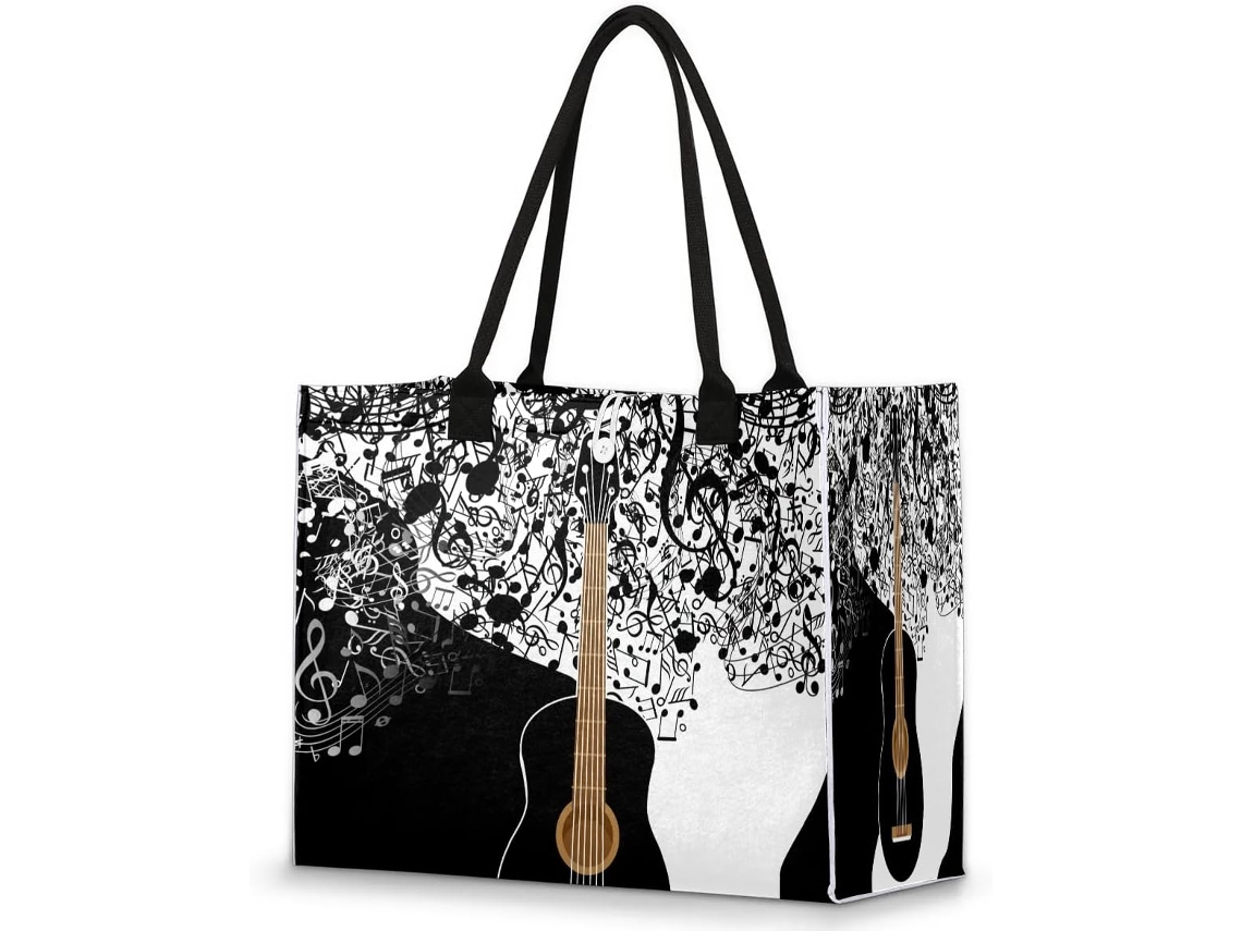 Bolso Grande Tropicallife Asa Superior Estampado Notas Musicales Para Mujeres Niñas Bolso Hombro Compras Tr