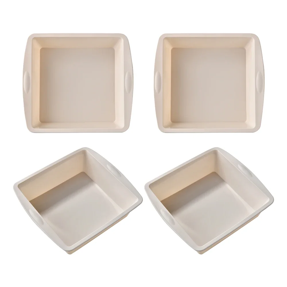 (juego Blanco De 4 Piezas) Molde Cuadrado De Silicona Para Pasteles, Fácil De Desmoldar, Apto Para Hornear, Duradero.