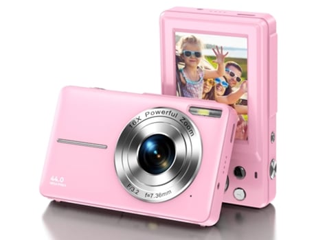 Cámara Compacta Digital TURMIN Dc403 FDH 44Mp Zoom 16X Pantalla de 2,4 Pulgadas Rosa