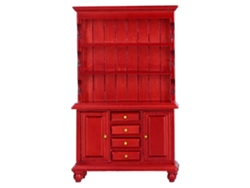 2026-estante Mueble Miniatura Para Casa De Muñecas, Armario De Madera Rojo, Accesorio De Muebles Pequeños