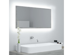 Espejo De Baño Led Acrílico Gris Hormigón 90x8,5x37 Cm