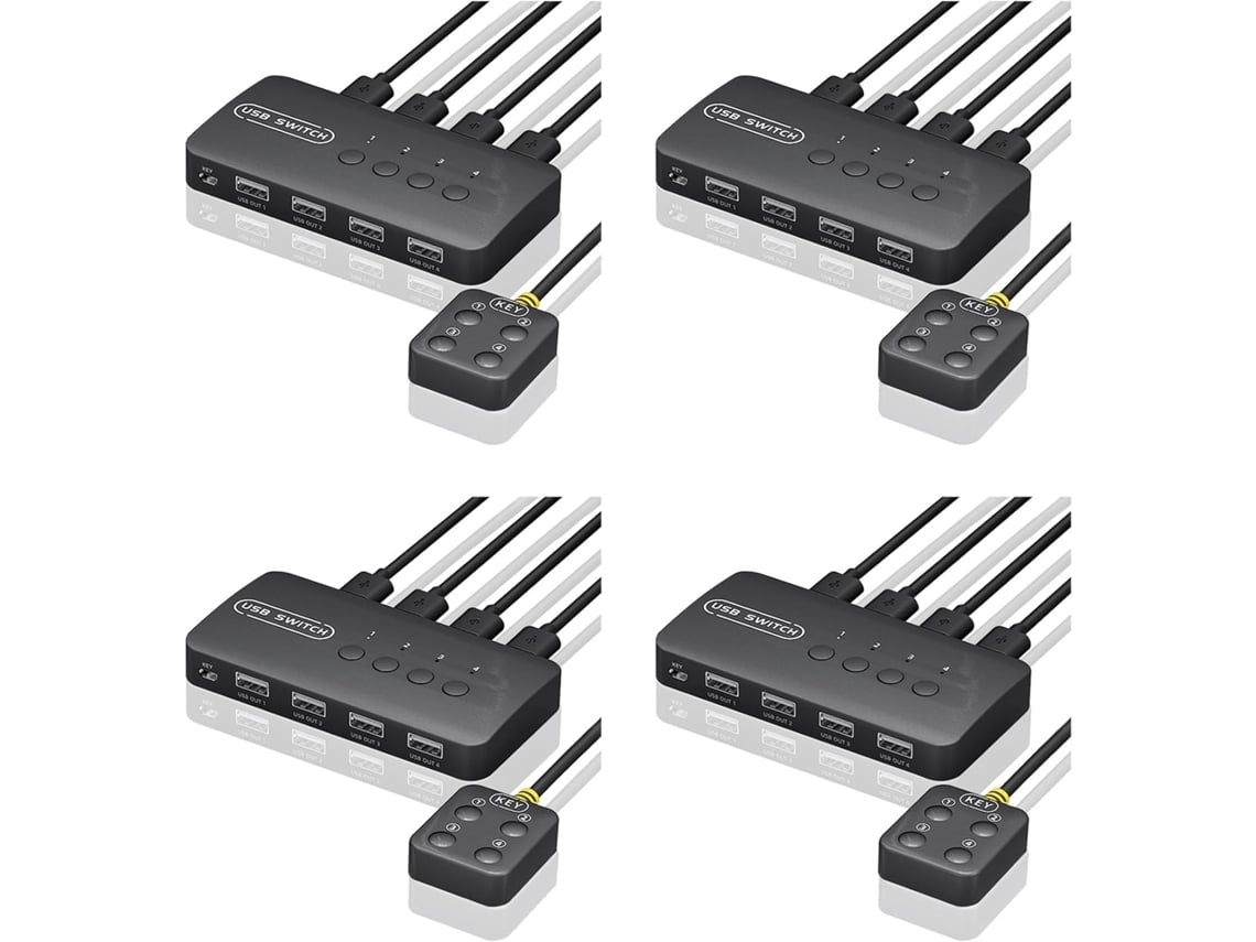 Adaptador Conmutador Kvm Usb 4x, Controlador Compartido De 4 Entradas