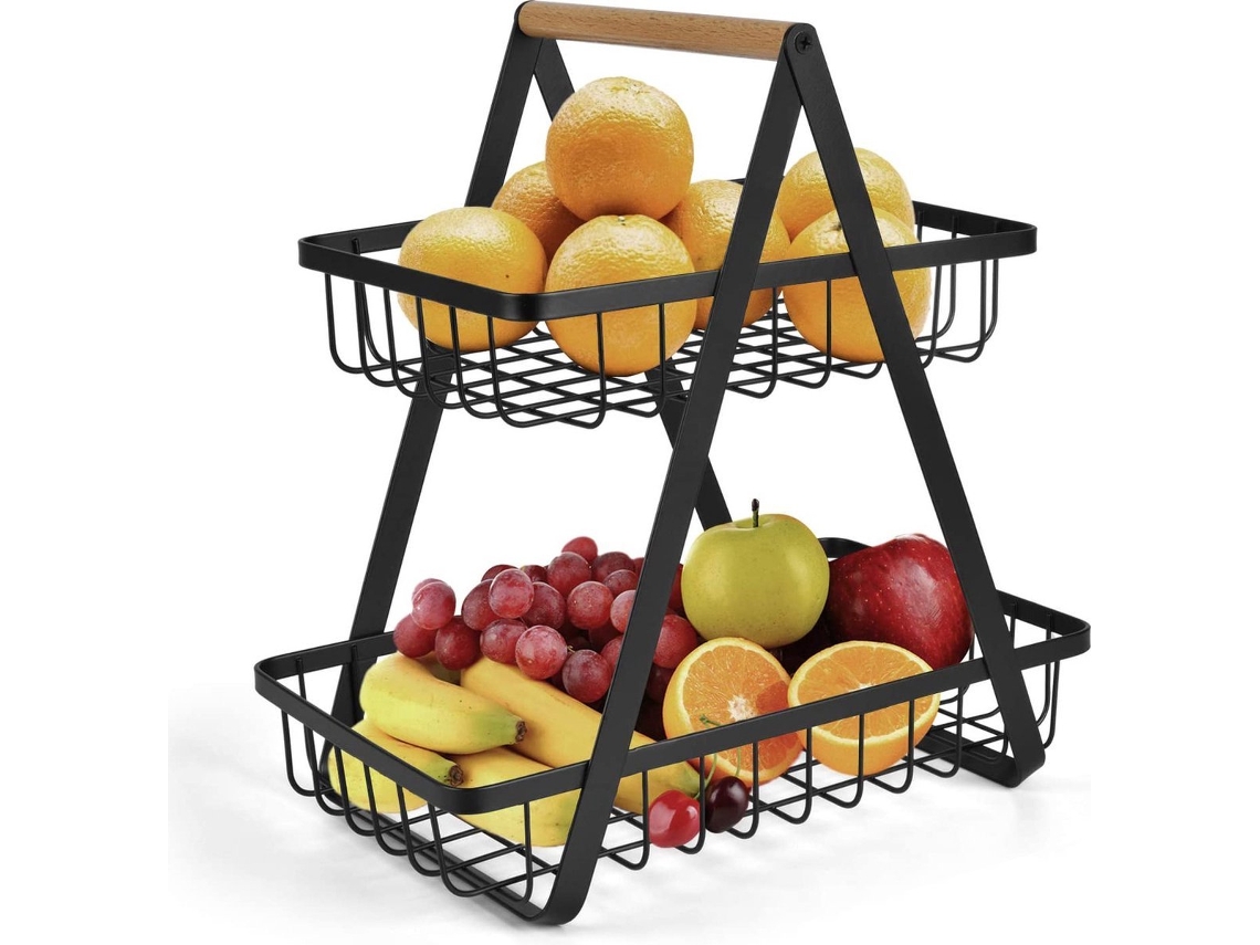 Cesta De Fruta, Acero Inoxidable, Negra