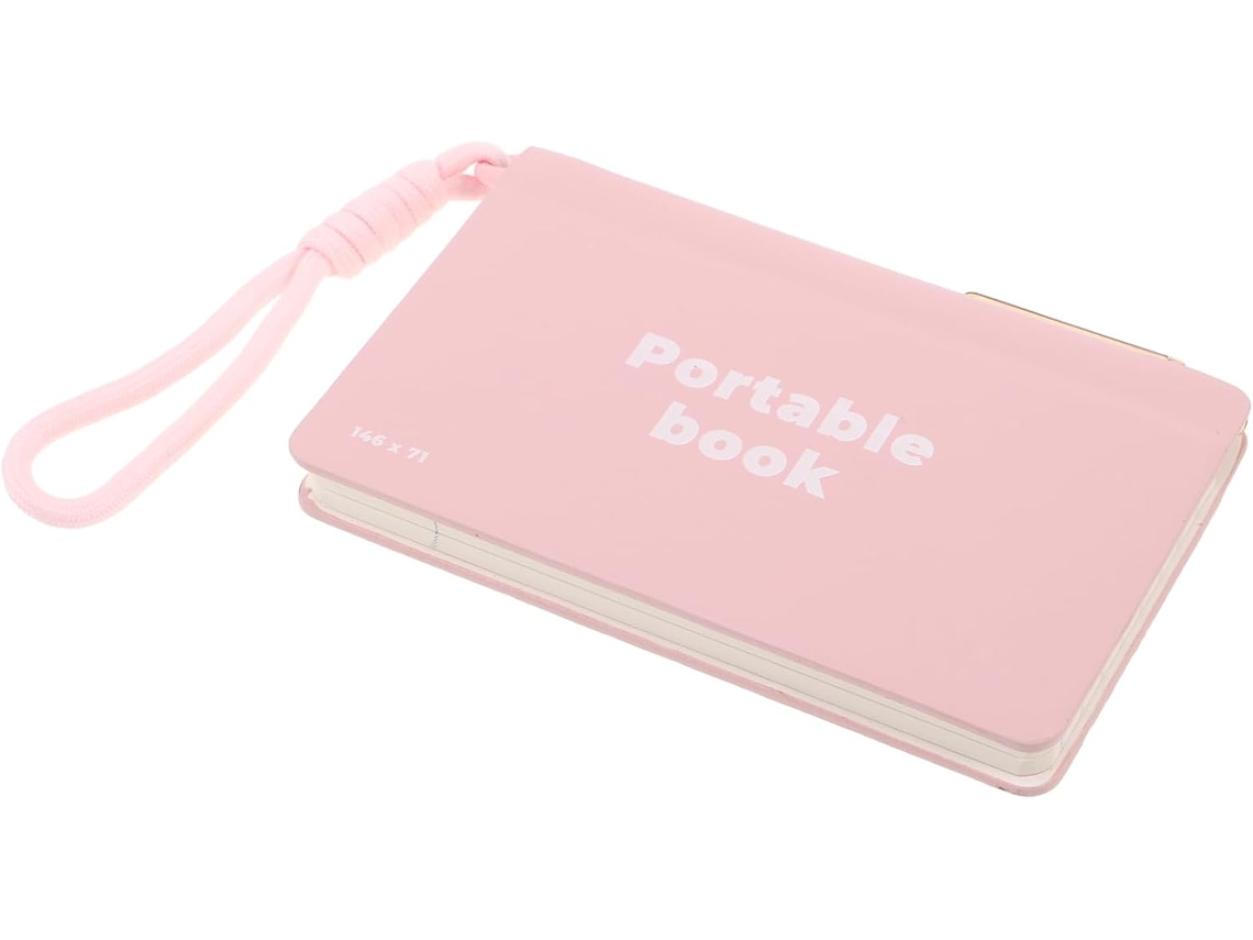 Libreta De Bolsillo Portátil, Tamaño Mini, En Piel Sintética Rosa Melocotón Con Portalápices Silencioso