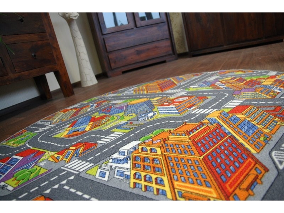Alfombra Infantil Carreteras Big City Círculo Gris (circulo 200 cm)