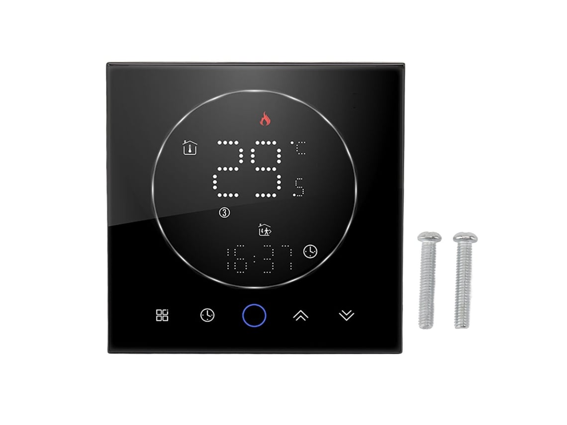 Termostato Inteligente Inalámbrico, Programable, De Montaje Preciso En Pared, Pantalla Led, Ac95-240v, Negro, Cuadrado