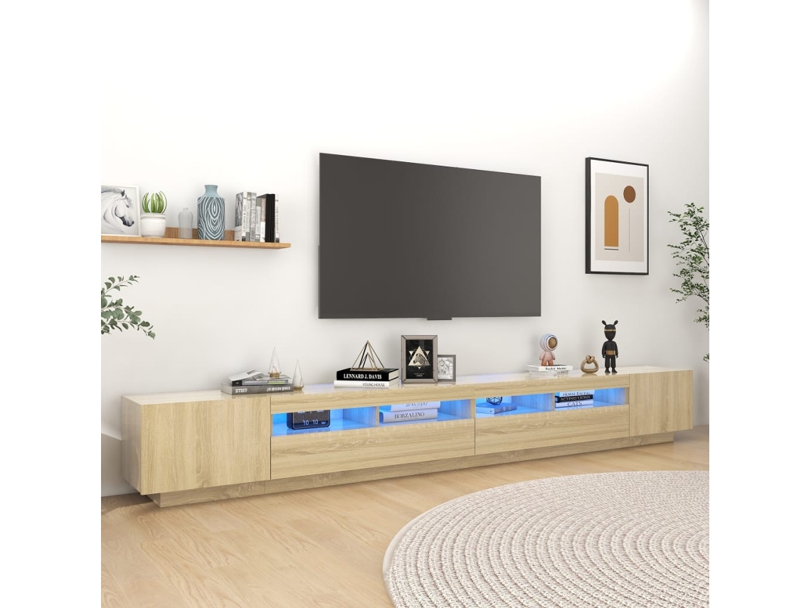 Mueble de Armario Tv con Luces Led 300X35X40 Cm Roble Sonoma