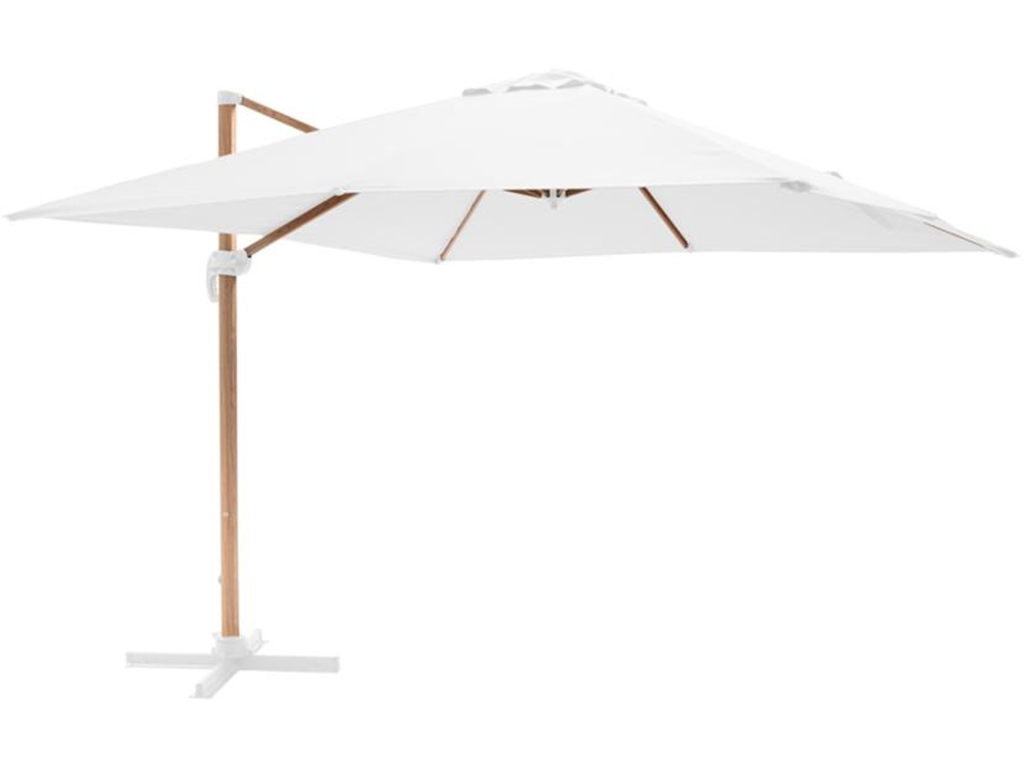 Sombrilla Cuadrado Colgante (3 X 3 M) Mástil De Imitación De Madera