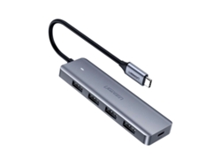 UGREEN Hub Usb-C para 4X Usb 3.2 Gen 1 Gris