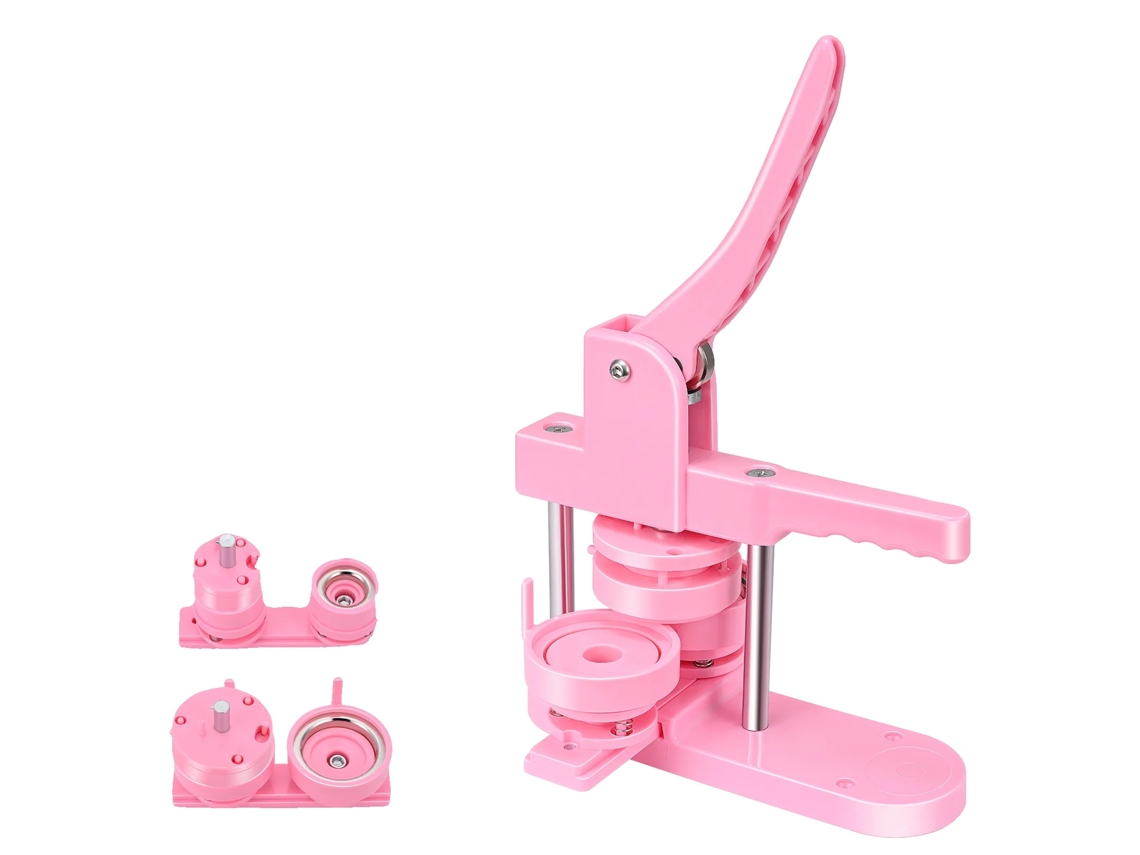 Máquina para hacer botones, varios tamaños, kit completo, rosa