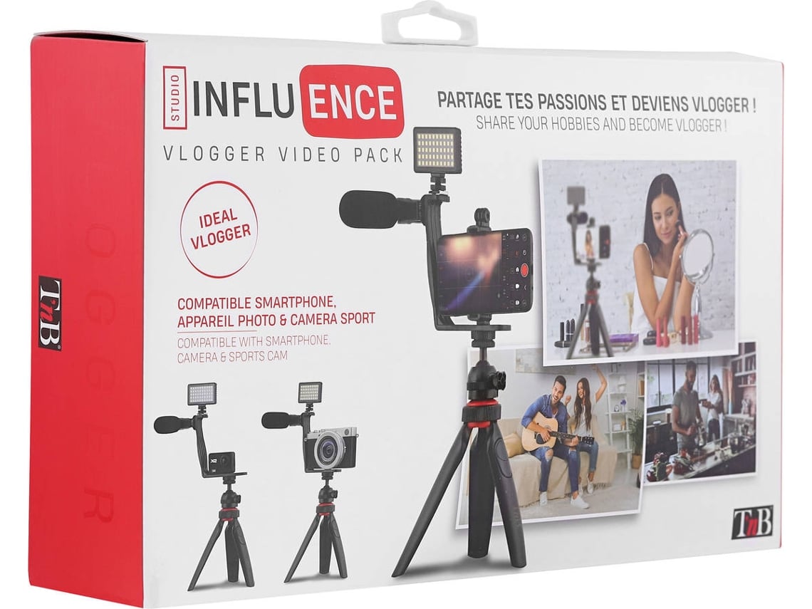 Pack Tnb Video pkvlogger kit de accesorios para soporte smartphone foto y influence flash led+ mando vlogging