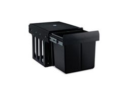 Relaxdays Cubo De Basura 3 Compartimentos, Papelera Cocina Extraíble Bajo Fregadero, 15 L Y 2x8 L, 35,1x34,3x48cm, Negro