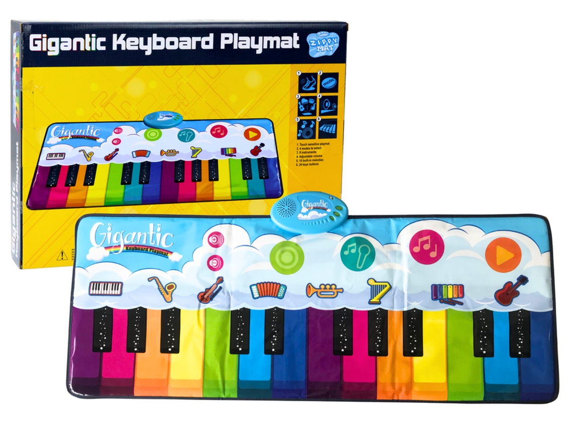 Tapete de baile educativo con instrumentos de piano arcoíris y 10 melodías B.active