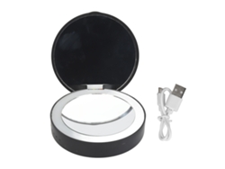 Espejo Compacto Iluminado Recargable Plegable Mini Portátil Para Maquillaje Viaje Bolsillo Tamaño Negro