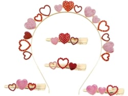 Nuobesty Tiara Em Formato De Coração E 4 Presilhas De Cabelo Em Liga Metálica Para O Dia Dos Namorados, De 5 Peças