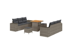 Maison Exclusive - Conjunto de sofá de jardín de 9 piezas con cojines, gris