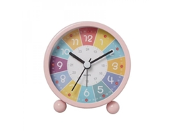 Reloj de pared educativo para que los niños aprendan a leer la hora, silencioso, decorativo para aulas, color rosa Nvx