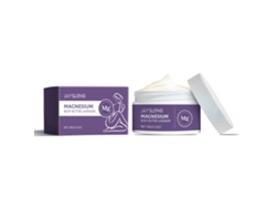 Loción corporal con melatonina, lavanda y magnesio para la relajación nocturna.