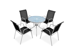 Conjunto de comedor de jardín DKD Home Decor de 5 piezas, 80 x 71 cm, acero, negro/gris
