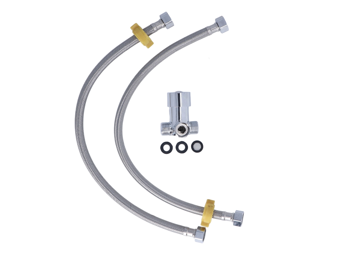 Válvula Mezcladora Termostática De Acero Inoxidable Con Rosca G1/2 Y Mangueras Para Grifo De Pedal.