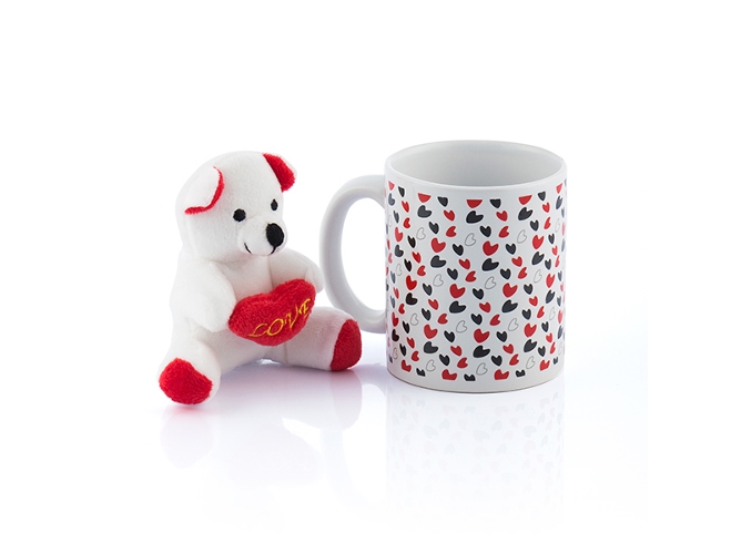 Taza BIGBUY LOVE con Corazones y Ositos