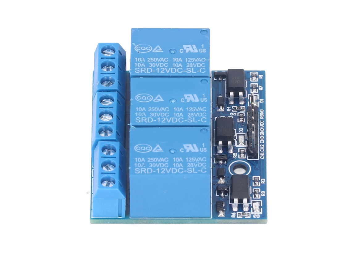 Módulo De Relé De 3 Canales Con Optoacoplador Aislado, Activación Por Nivel Alto/bajo, 12 V 3,3 V-12 V