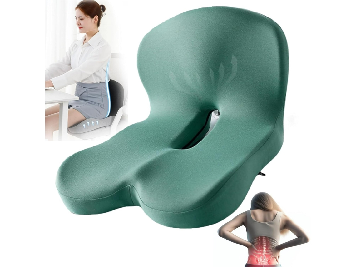 Cojín De Espuma Viscoelástica Para Asiento De Oficina Con Soporte Lumbar Para Sentarse Durante Largos Periodos (verde) Digitallab