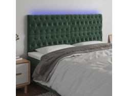 Cabecero Con Luces Led Terciopelo Verde Oscuro 200x7x118/128 Cm