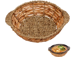 Cesta De Mimbre Para Macetas De 22 Cm X 7 Cm, Alfombrilla Aislante Térmica De Hierba Acuática.