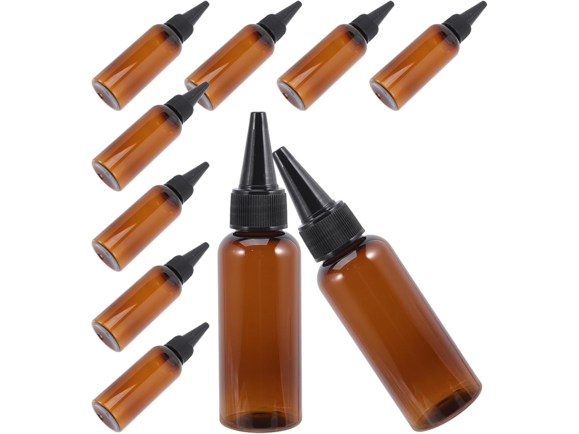 Lot De 10 Flacons Applicateurs Vides Rechargeables En Pet 50 Ml Bouteilles Souples Marron Bouchon...