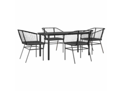 Maison Exclusive - Juego De Comedor Jardín 5 Piezas Cojines Ratán Sintético Negro