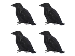 4 Piezas De Decoración De Cuervo De Halloween Con Plumas Sintéticas, Accesorios De Fotografía Para Escritorio Y Uso En Exteriores.