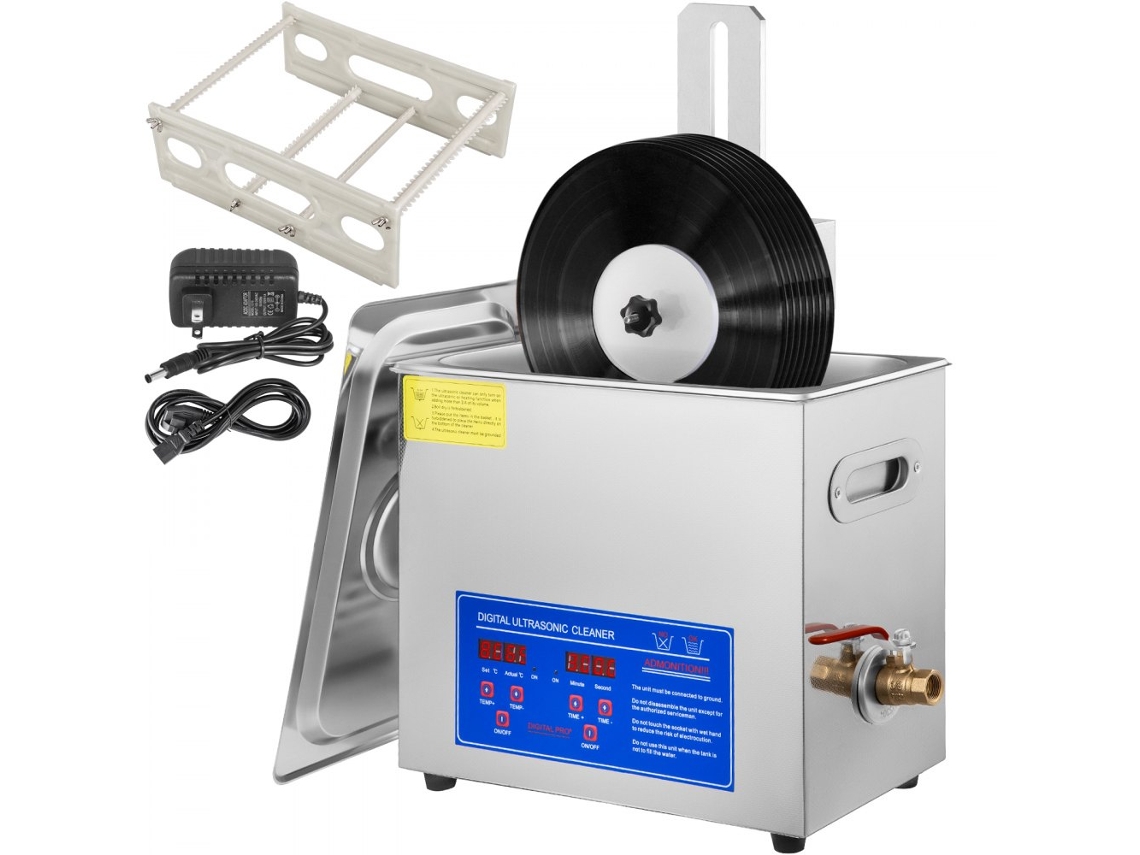 Máquina de limpieza ultrasónica de 6L para vinilo con soporte, temporizador y estructura giratoria Tekmaquinas