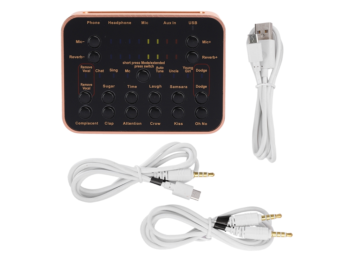 Placa De Som Universal X10 Abs Dourado Para Transmissão Ao Vivo, Celular E Computador Com Efeitos Sonoros