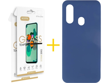 Carcasa + 2 Protectores de Pantalla Samsung A20e ACCETEL Azul