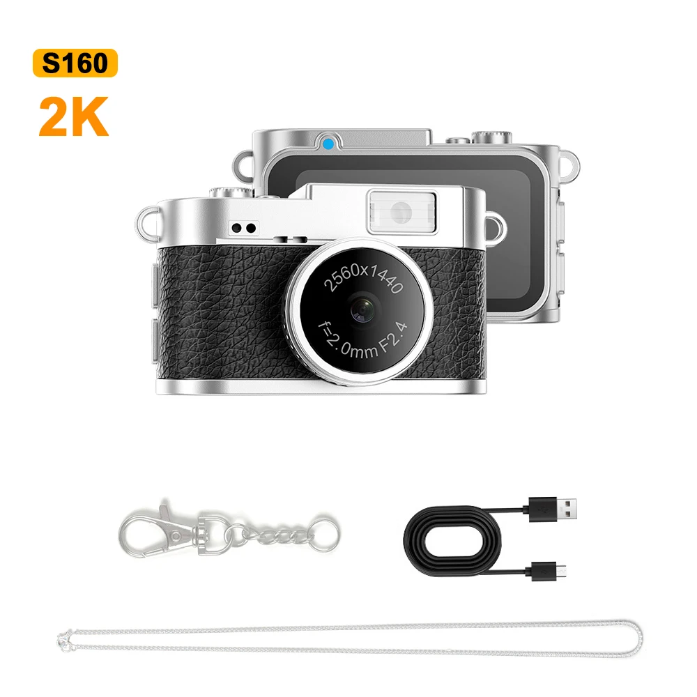 Mini Cámara Digital Retro (negra, 8 Gb), Resolución De Pantalla 2k, Cámara Decorativa Portátil
