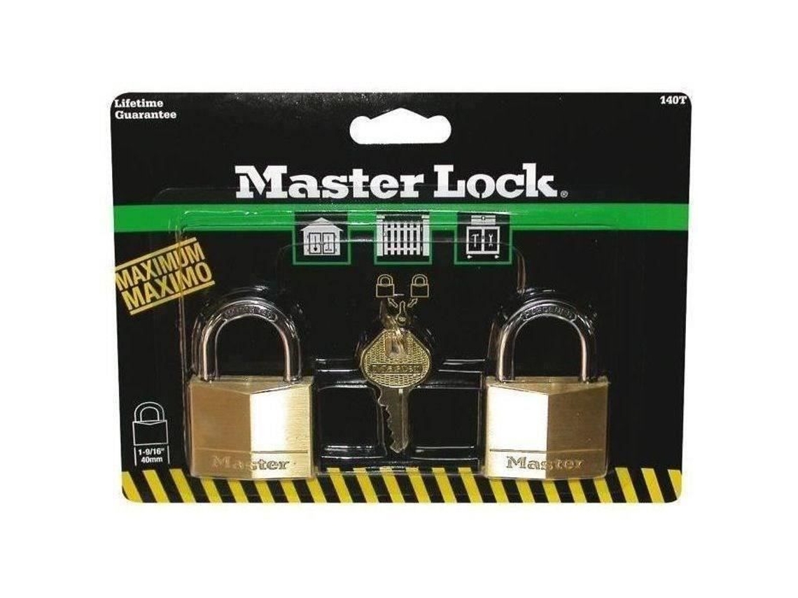 Juego de 2 candados Master Lock de latón macizo, 40 mm, color amarillo