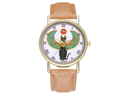 Reloj Analógico De Cuarzo Unisex Con Correa Pu Clásico Estilo Moda (beige)