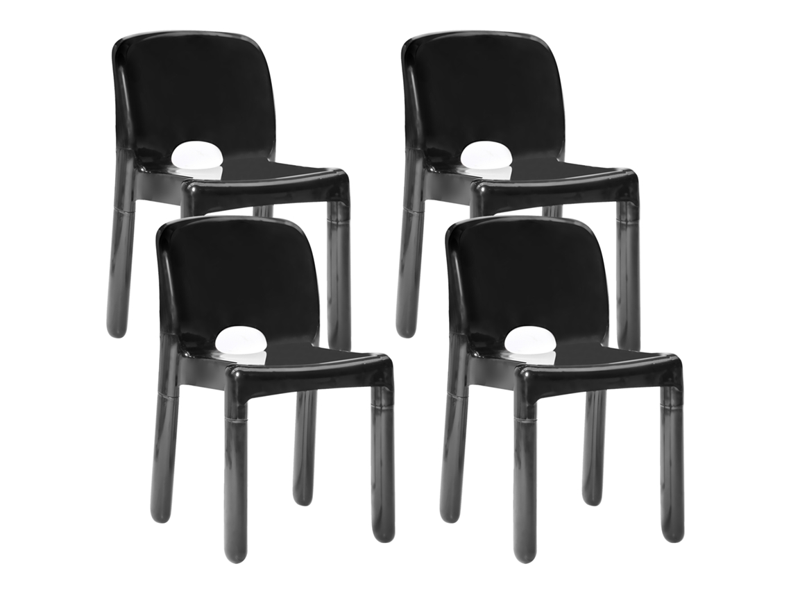 4 Cadeiras De Plástico Para Utilização No Interior E No Exterior Beliani Betim De Polipropileno Preto 43x49x76