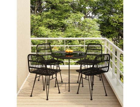 Conjunto 5 de comedor de jardín VIDAXL ratán sintético negro