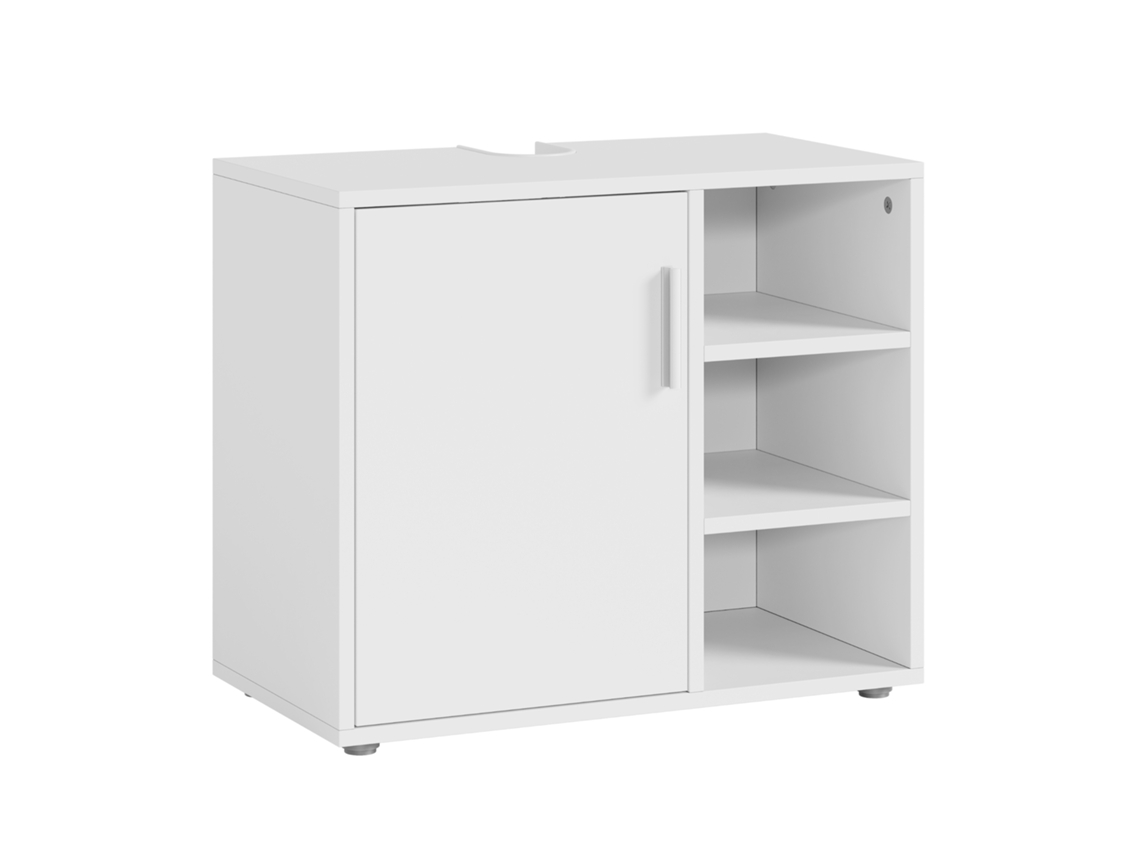 Armario de baño Kulaik con 1 puerta y 3 estantes, 51x60x32cm - Blanco [EN.CASA]