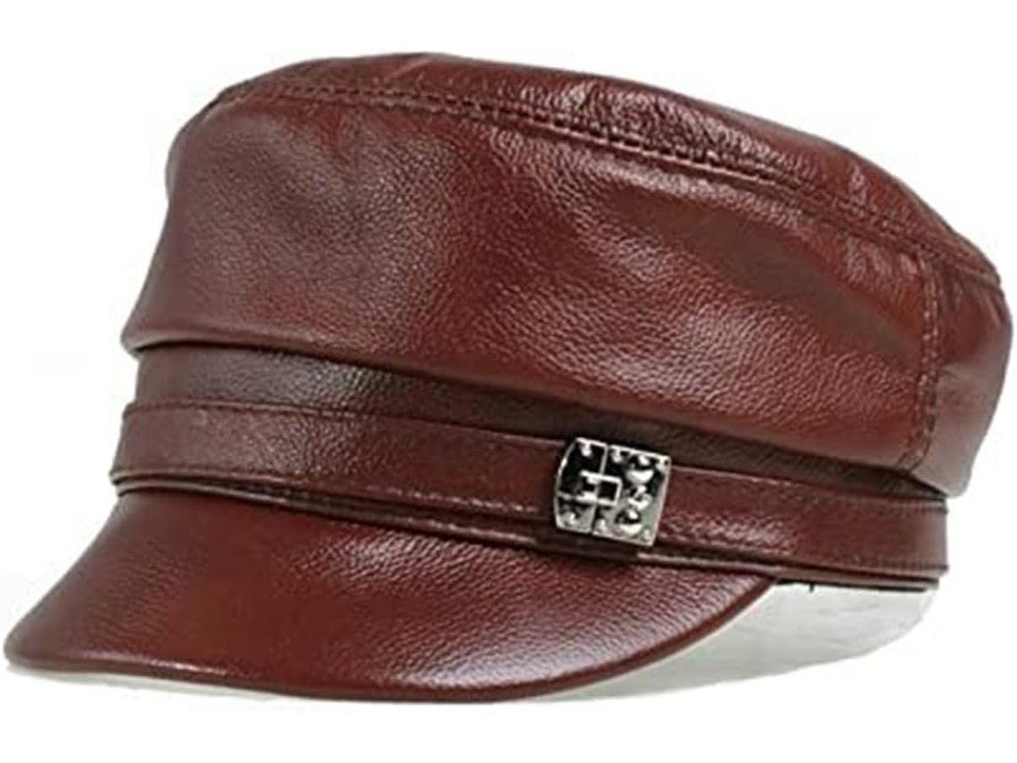 Casquette De Baseball En Cuir Veritable For Homme - Chapeau Ajustable Camel, Xxl(xx-large Coffee)