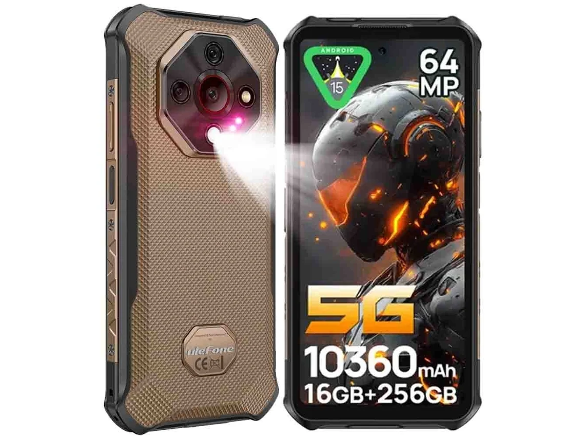 Smartphone robusto 5G Ulefone Armor X16 Pro 16 GB/256 GB 10360 mAh 6,56'' 120 Hz 64 MP Android 15 Oro