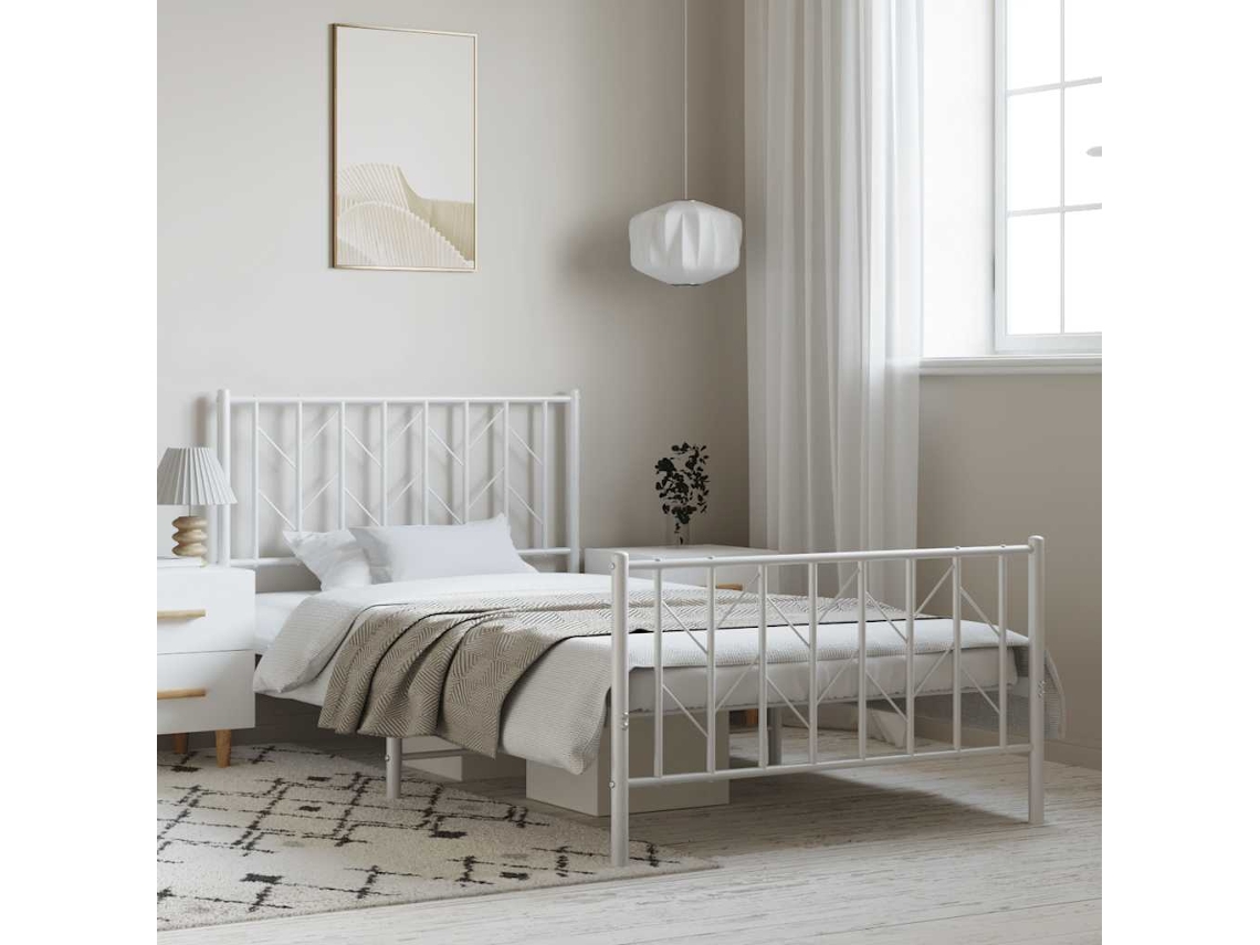 Maison Exclusive - Estructura Cama Sin Colchón Con Estribo Metal Blanco 100x200 Cm