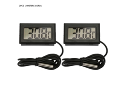 2 Piezas Mini Termómetro Digital Lcd Interior Con Cable De 1 Metro (negro)