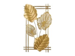 Decoración de pared con forma de hoja, planta, hierro dorado, C Flower Valley