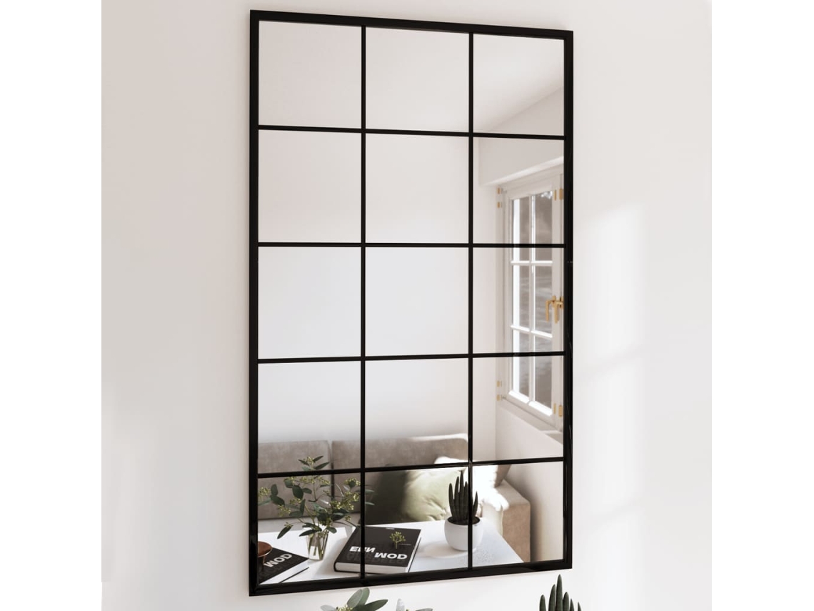 Espejos de pared 3 uds metal negro 100x60 cm N/A