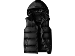 Chaleco acolchado Rebe con mangas ajustables y extraíbles, estilo casual para otoño e invierno, talla S, negro.