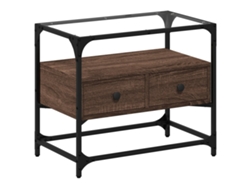 MAISON EXCLUSIVE Mueble de TV con tablero de cristal en derivados de madera de roble marrón (60x35x51 cm)