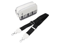 Bolsa De Hombro Para Mujer Diseño Piano De Cuero Pu Moda Con Correa Desmontable Blanca Para Niñas